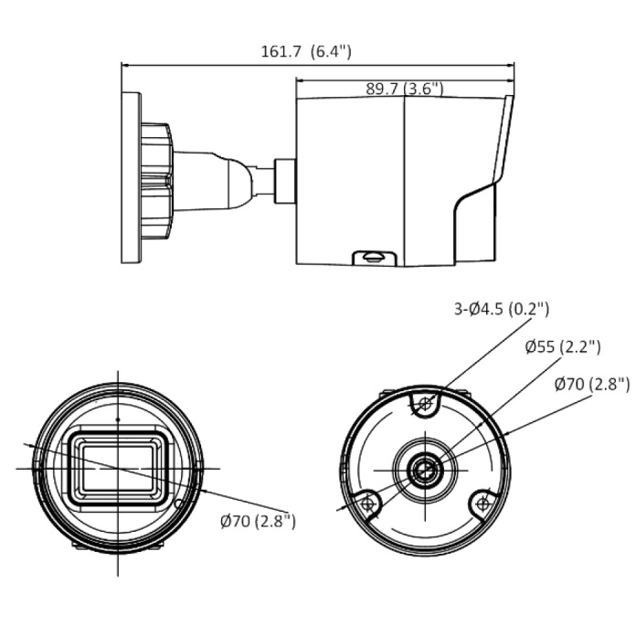 Rysunek techniczny kamery Hikvision AcuSense 4Mpx